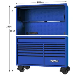 59\" USA SUMO SERIES ROLLER CABINET & POWER TOP HUTCH COMBO - BLUE/BLACK