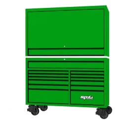 59\" USA SUMO SERIES ROLLER CABINET & POWER TOP HUTCH COMBO - GREEN/BLACK