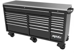 73\" USA SUMO SERIES WIDE ROLLER CABINET - 21 DRAWER - BLACK/CHROME