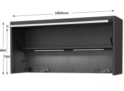 73\" USA SUMO SERIES WIDE POWER TOP HUTCH - SHELF, PEGBOARD, LIGHT - BLACK/CHROME