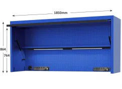 73\" USA SUMO SERIES WIDE POWER TOP HUTCH - SHELF, PEGBOARD, LIGHT - BLUE/BLACK