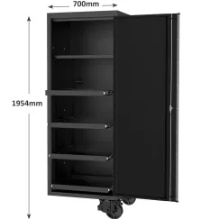 27\" USA SUMO SERIES SIDE CABINET - 4 ROLLER SHELVES & 1 FIXED SHELF - BLACK/CHROME