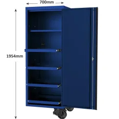 27\" USA SUMO SERIES SIDE CABINET - 4 ROLLER SHELVES & 1 FIXED SHELF - BLUE/BLACK