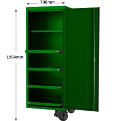 27\" USA SUMO SERIES SIDE CABINET - 4 ROLLER SHELVES & 1 FIXED SHELF - GREEN/BLACK