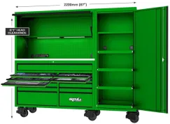 USA Sumo Series Workstation Tool Kit - 87\" - Metric/SAE - 517pc - Green/Black Handles
