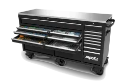 USA Sumo Series Roller Cabinet Tool Kit - 73\" - Metric/SAE - 447pc - Black/Chrome Handles NZ KIT