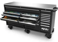 USA Sumo Series Roller Cabinet Tool Kit - 73\" - Metric/SAE - 652pc - Black/Chrome Handles NZ KIT