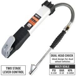 Tyre Inflator With Deflator - Convex Lens Gauge - Professional