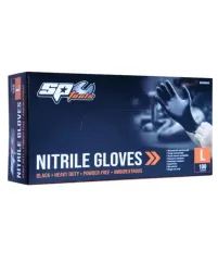 SP Tools Black Nitrile Disposable Gloves - (L) - Box of 100