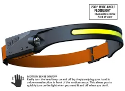 Headlamp - Dual Light COB LED - Slimline - Motion Sense On/Off
