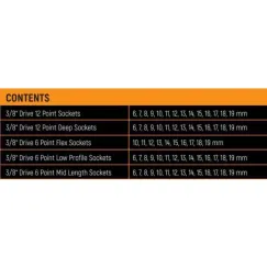 66PC 3/8 INCH DRIVE SOCKET SET IN EVA TRAY