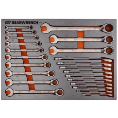 23PC 90T REV RATCHETING WRENCH SET IN EVA TRAY