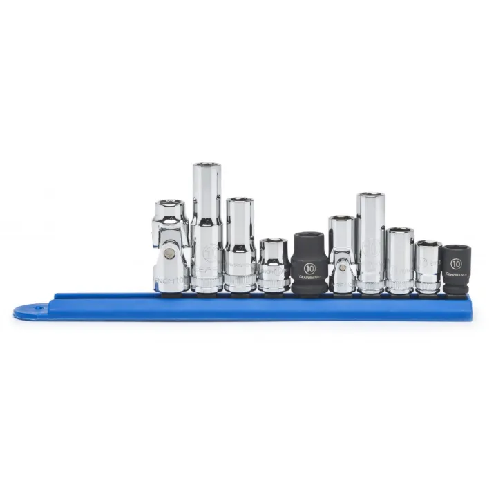 10 PC. 1/4" & 3/8" DRIVE 6 POINT 10MM SOCKET SET