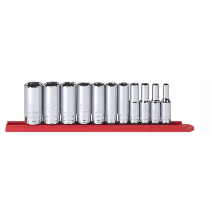 11 PC. 3/8" DRIVE 6 POINT DEEP SAE SOCKET SET
