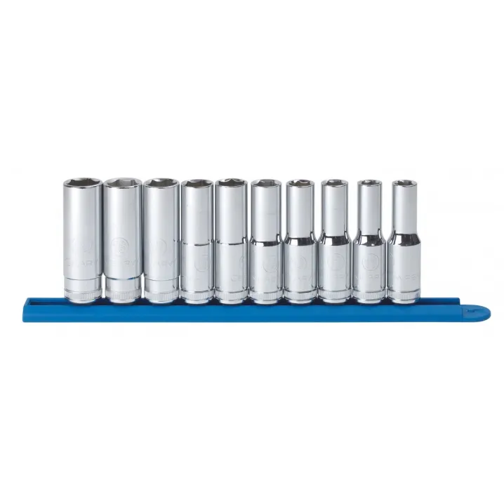 10 PC. 1/2" DRIVE 6 POINT DEEP METRIC SOCKET SET