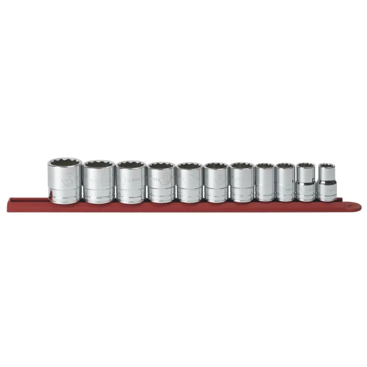 11 PC. 1/2" DRIVE 12 POINT STANDARD SAE SOCKET SET
