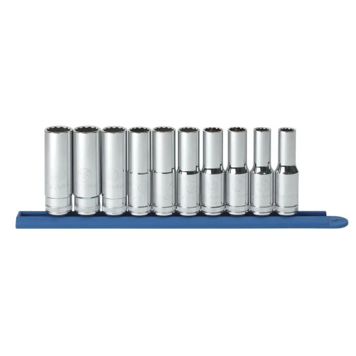10 PC. 1/2" DRIVE 12 POINT DEEP METRIC SOCKET SET
