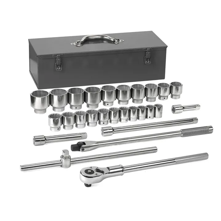 27 PC. 3/4" DRIVE 12 POINT STANDARD SAE MECHANICS TOOL SET