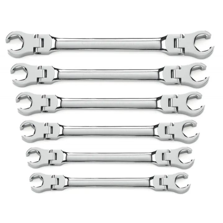 6 PC. FLEX HEAD FLARE NUT METRIC WRENCH SET