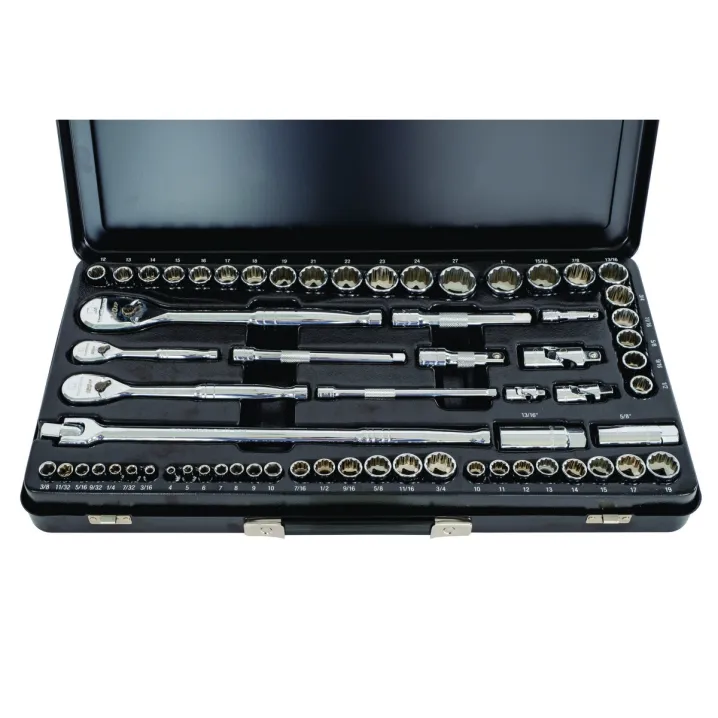 64 PCE 1/4,3/8,1/2" MET & SAE SOCKET SET