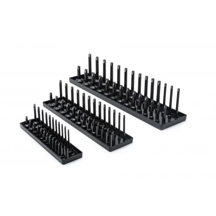 3 PC. 1/4", 3/8" & 1/2" DRIVE BLACK SAE SOCKET STORAGE TRAY SET
