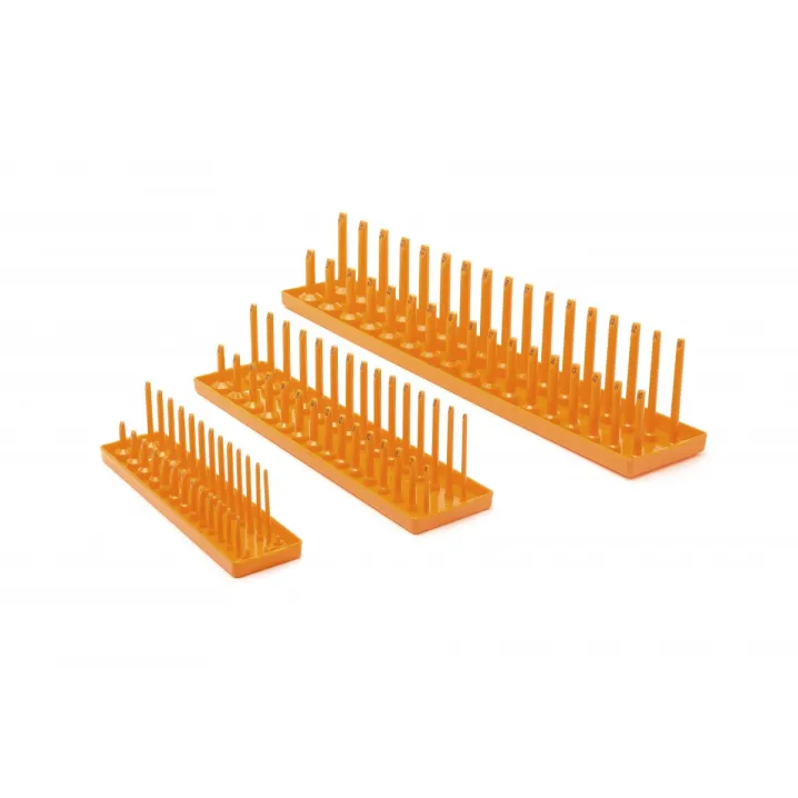 3 PC. 1/4", 3/8" & 1/2" DRIVE ORANGE METRIC SOCKET STORAGE TRAY SET