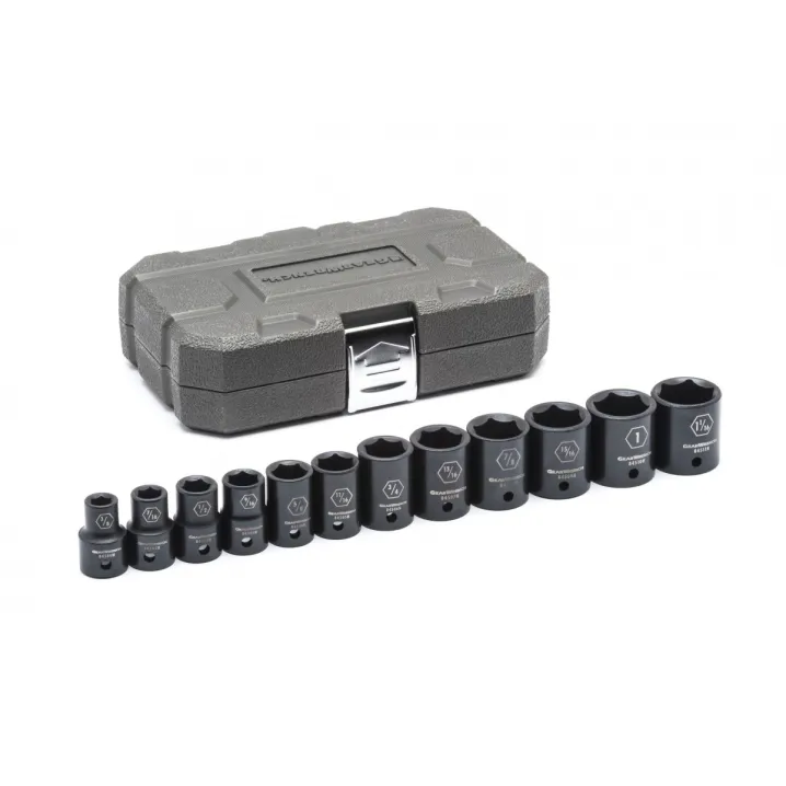 12 PC. 1/2" DRIVE 6 POINT STANDARD IMPACT SAE SOCKET SET