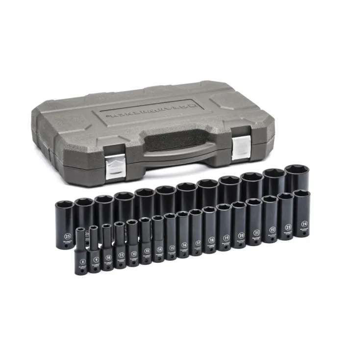 29 PC. 1/2" DRIVE 6 POINT DEEP IMPACT METRIC SOCKET SET