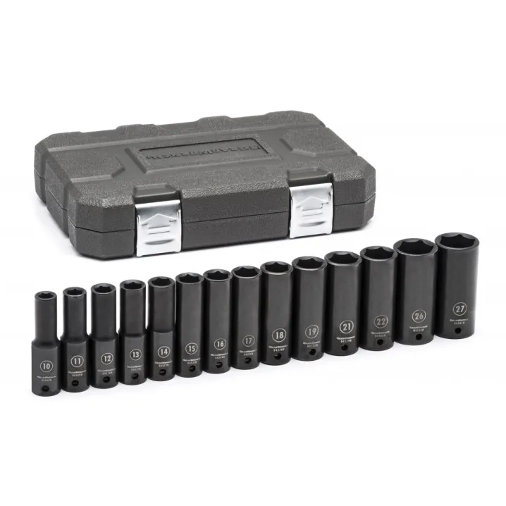 14 PC. 1/2" DRIVE 6 POINT DEEP IMPACT METRIC SOCKET SET