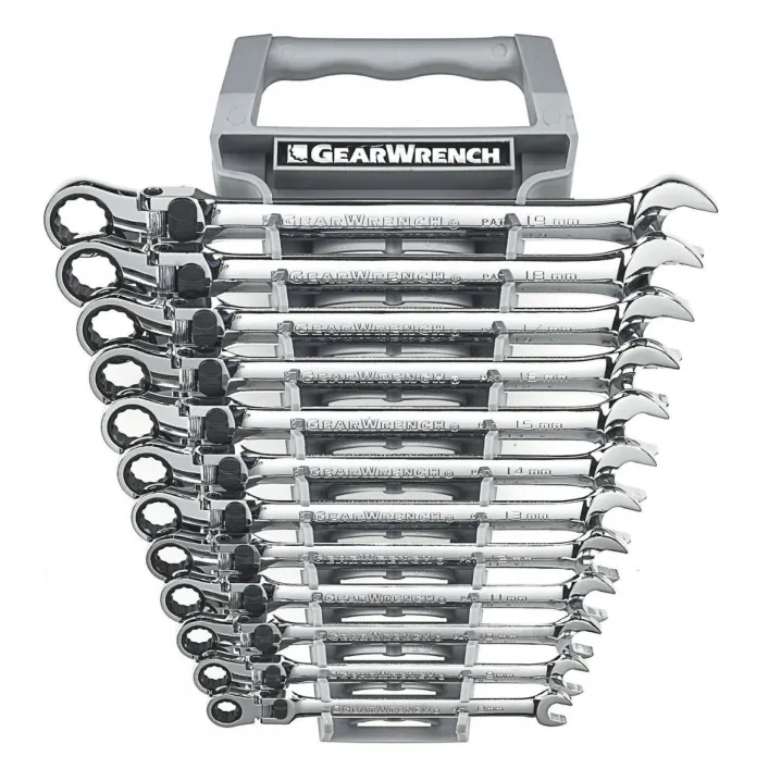 12 PC. 12 POINT XL LOCKING FLEX HEAD RATCHETING COMBINATION METRIC WRENCH SET