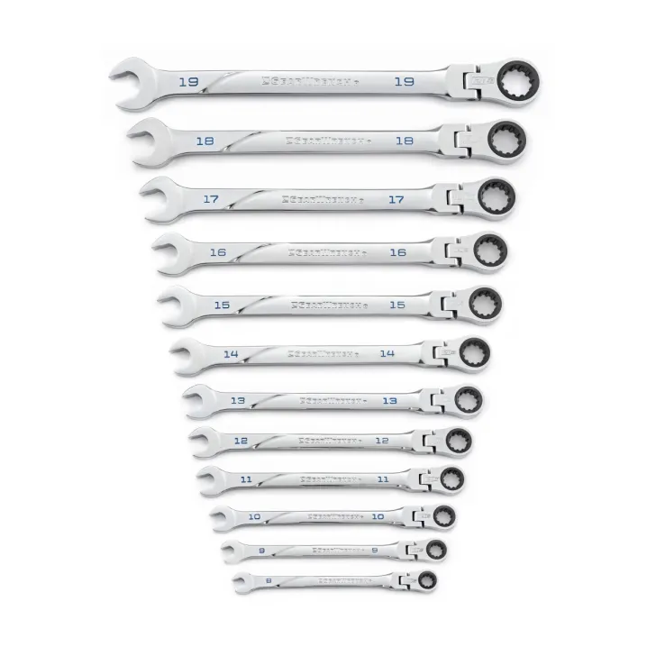 12 PC. 120XP™ UNIVERSAL SPLINE XL FLEX HEAD RATCHETING COMBINATION METRIC WRENCH SET