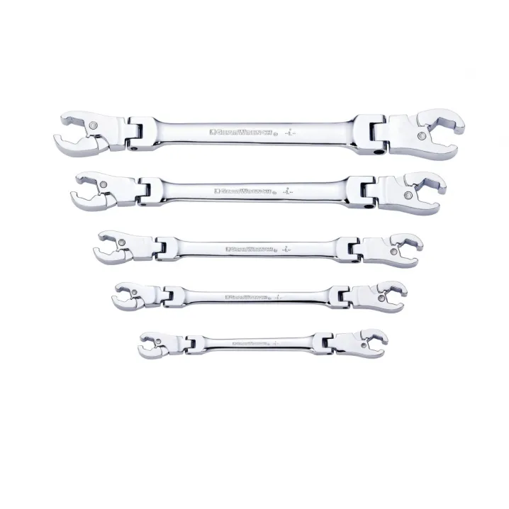 5 PC. RATCHETING FLEX HEAD FLARE NUT SAE WRENCH SET