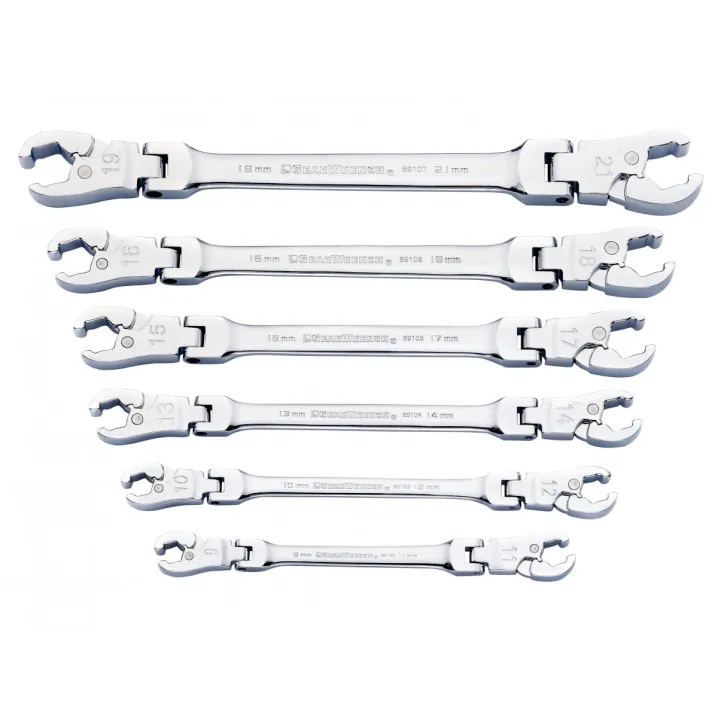 6 PC. RATCHETING FLEX HEAD FLARE NUT METRIC WRENCH SET