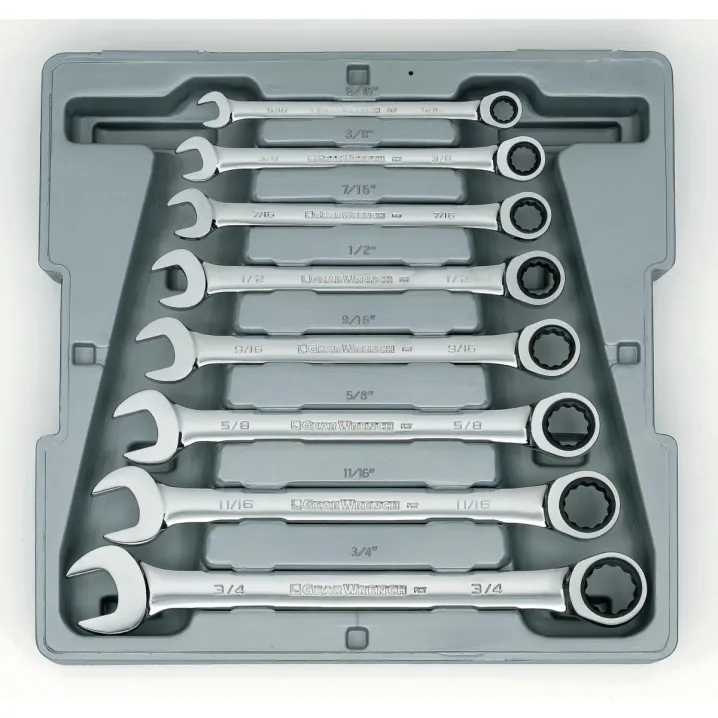 8 PC. 12 POINT RATCHETING COMBINATION SAE WRENCH SET