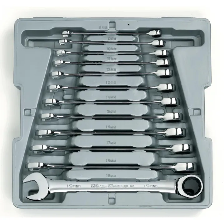 12 PC. 12 POINT RATCHETING COMBINATION METRIC WRENCH SET
