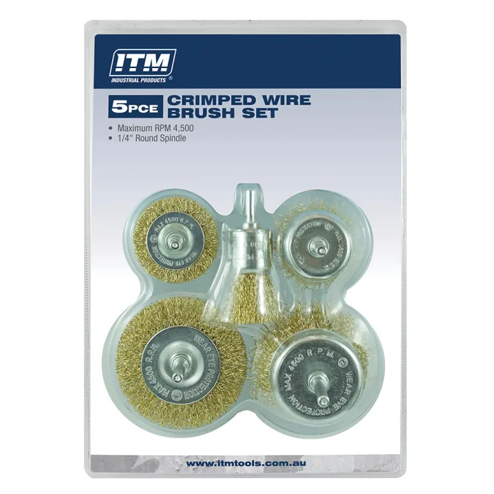 ITM 5 Piece Crimp Wire Wheel Brush Kit