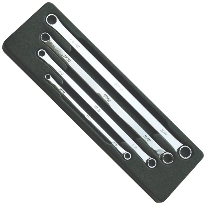 DOUBLE RING LONG SPANNER SET - 0° OFFSET - SAE - 4PC