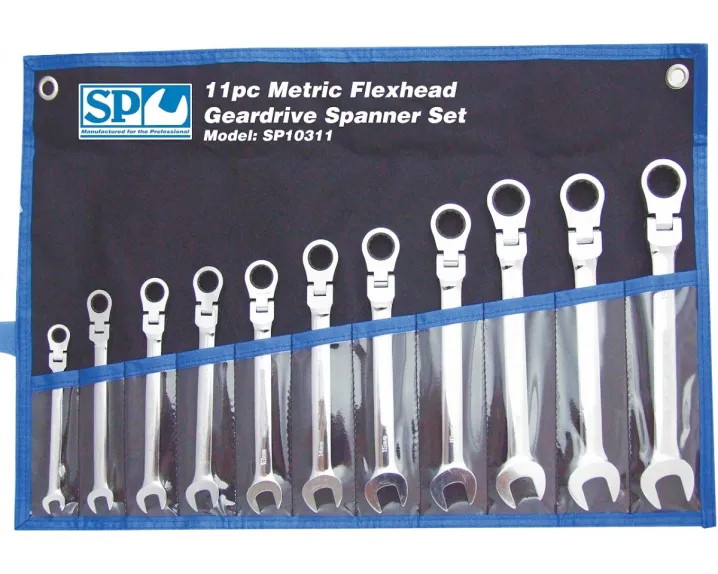 GEAR DRIVE ROE SPANNER SET - FLEX HEAD - METRIC- 11PC