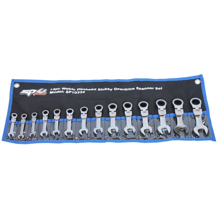 GEAR DRIVE ROE SPANNER SET - FLEX HEAD STUBBY - METRIC - 14PC