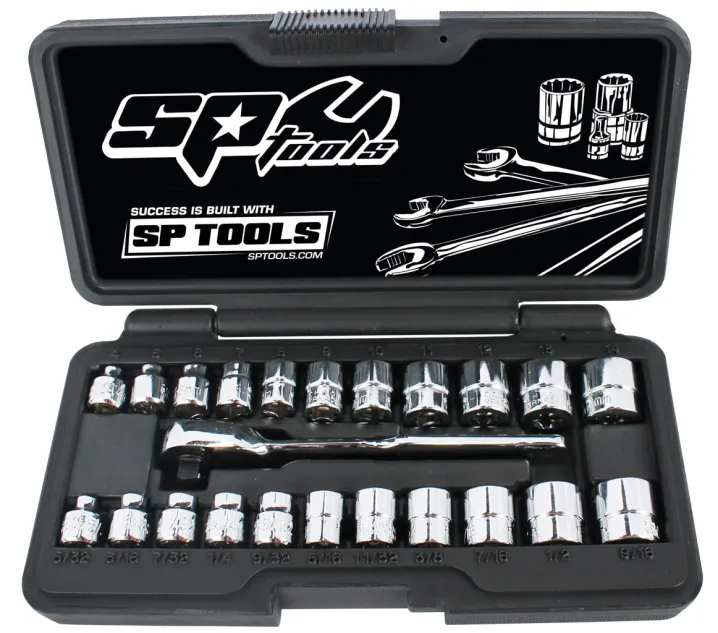 1/4"DR SOCKET SET - LOW PROFILE (STUBBY) - METRIC/SAE - 23PC