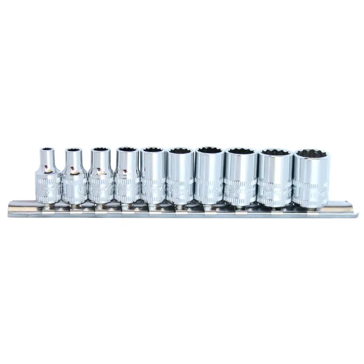 1/4"DR SOCKET RAIL SET - 12PT METRIC - 10PC
