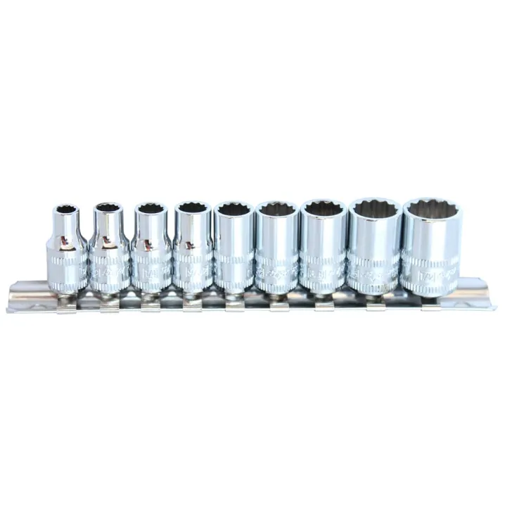 1/4"DR SOCKET RAIL SET - 12PT SAE - 9PC