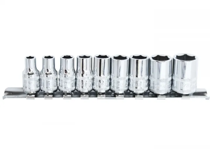 1/4"DR SOCKET RAIL SET - 6PT SAE - 9PC