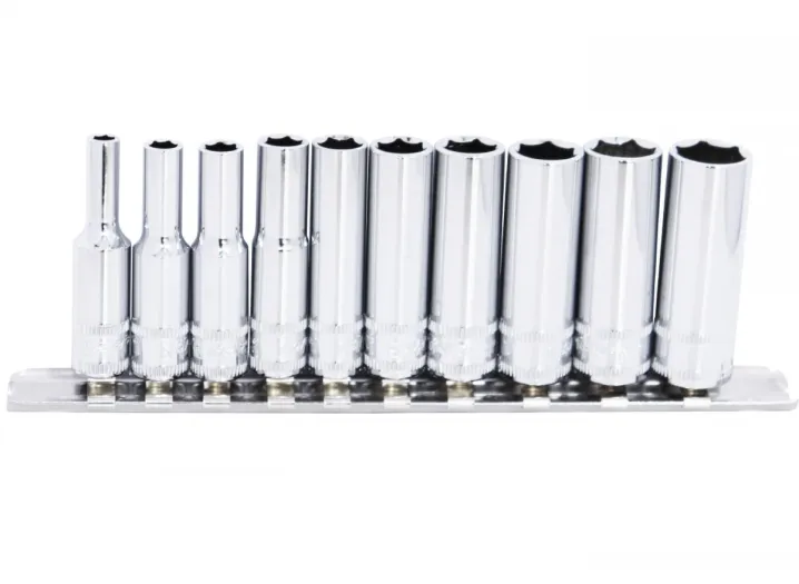 1/4"DR DEEP SOCKET RAIL SET - 6PT METRIC - 10PC