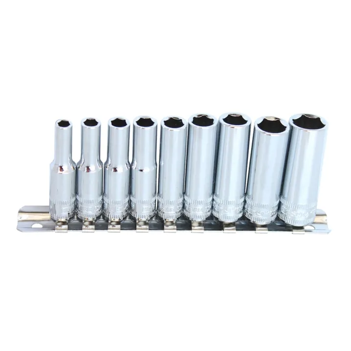 1/4"DR DEEP SOCKET RAIL SET - 6PT SAE - 9PC