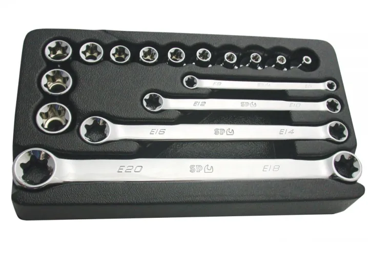 3/8"DR SOCKET & SPANNER SET - E-TORX - 16PC