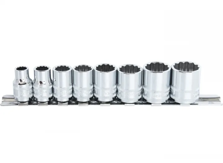 3/8"DR SOCKET RAIL SET - 12PT SAE - 8PC