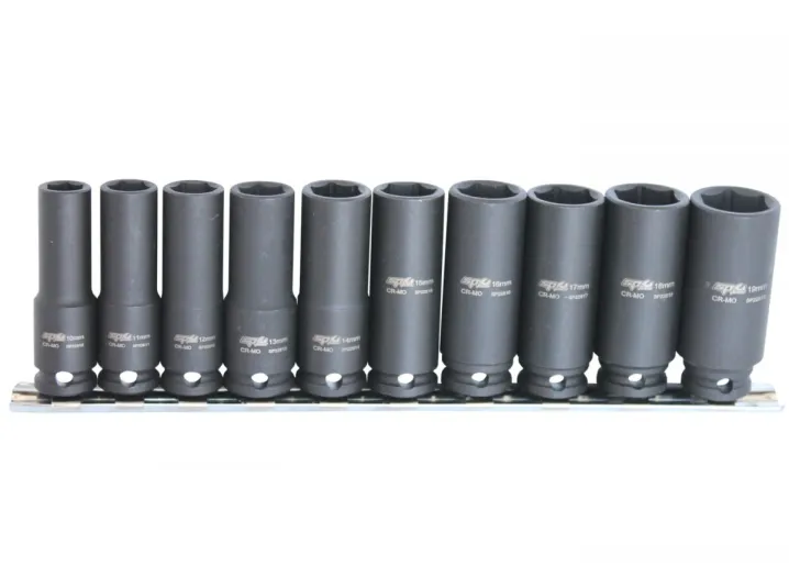 3/8"DR DEEP IMPACT SOCKET RAIL SET - 6PT METRIC - 10PC