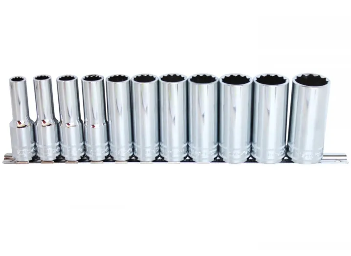1/2"DR DEEP SOCKET RAIL SET - 12PT SAE - 11PC