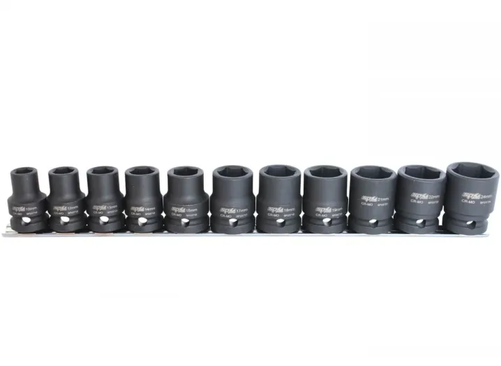 1/2"DR IMPACT SOCKET RAIL SET - 6PT METRIC - 11PC